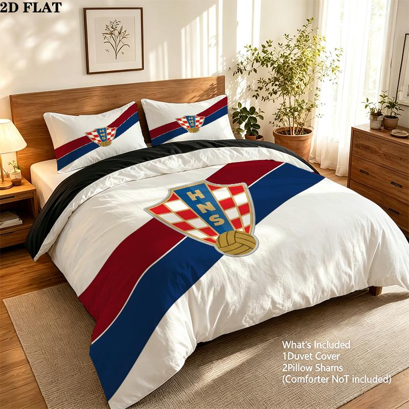 Kroatien Muster Bettwäsche Steppdecken-Set Heimdekoration Geschenk (1 Bettbezug + 2 Kissenbezüge (ohne Füllung))