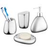 4/5 Piece Set Complete Set Modern Ceramic Silver and Gold Bathroom Accessories Set with Soap Dispenser for Modern Home Decor