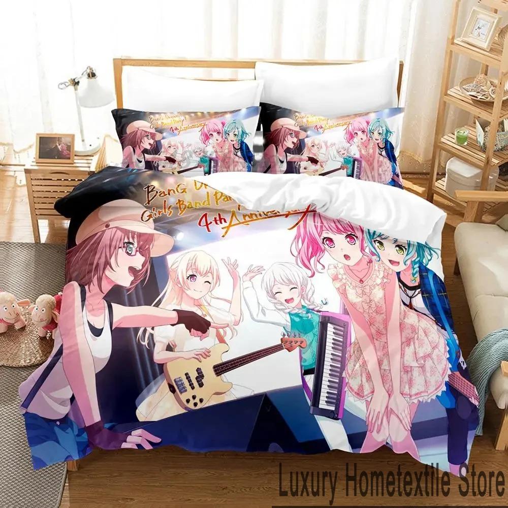 3D-tryck BanG Dream Anime Flickband Party Sängkläder Set Pojkar Flickor Twin Queen King Size Påslakan Örngott Säng pojkar Vuxen