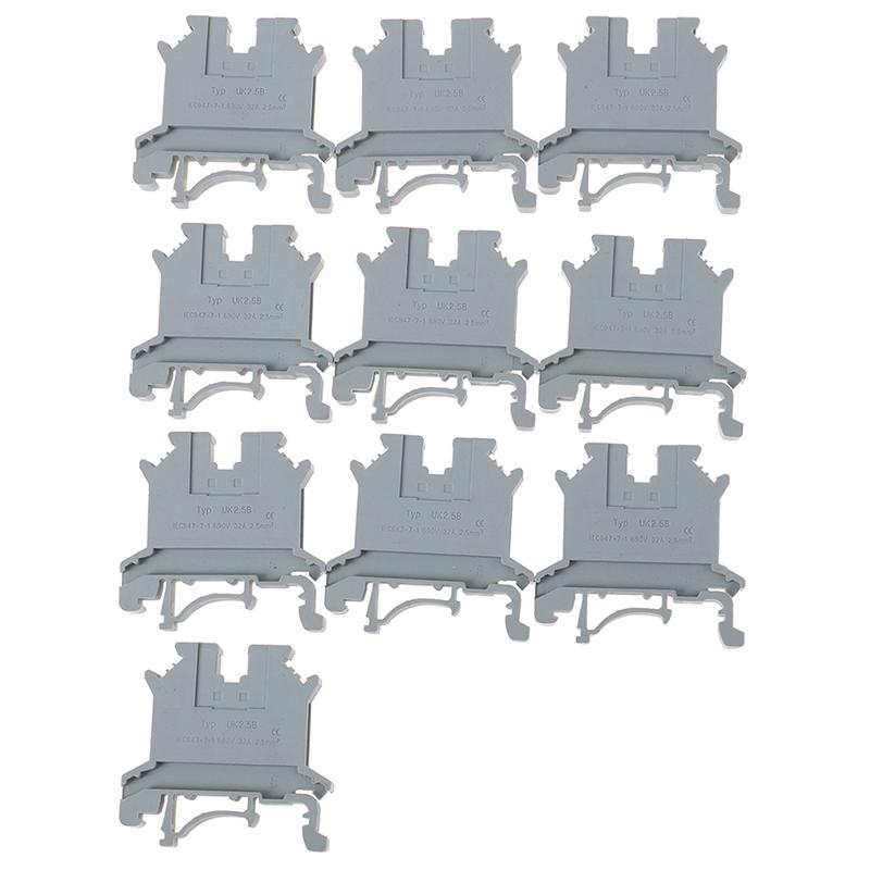 10 Stück Reihenklemmenblock Universalplattenmontage Uk 2.5B 32A Schraubanschluss