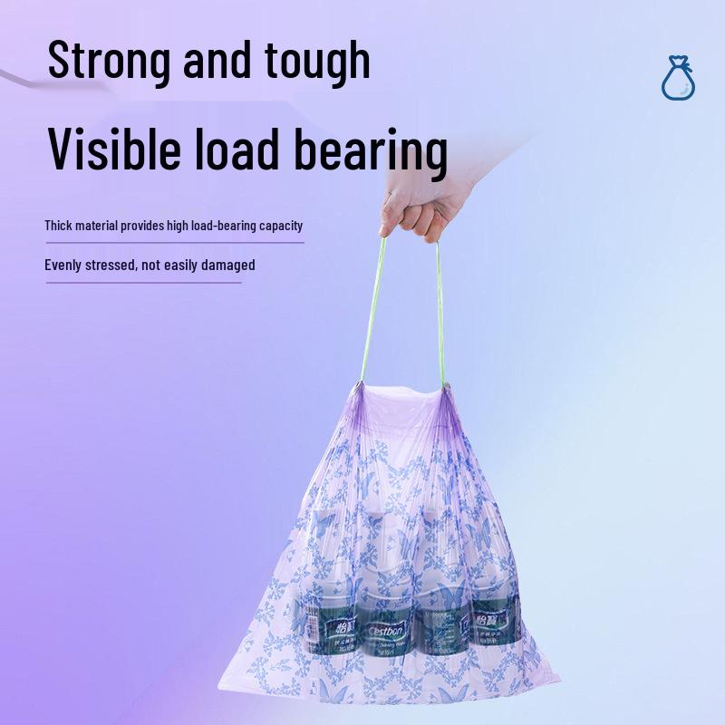 Extra Thick Lavender Handheld Trash Bags with Leak-Proof Design, Enlarged Drawstring, No Tearing, Kitchen Specific, Large Size.