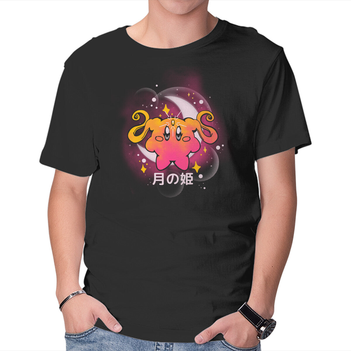 Unisex Crew Neck T-Shirt The Moon Princess Graphic Short Sleeve Casual Tee M