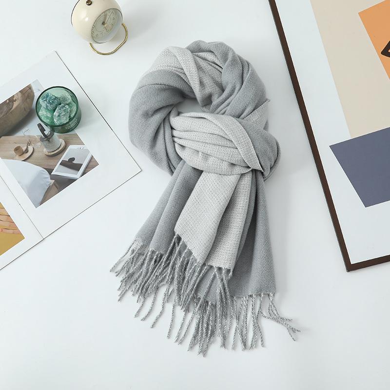Double-sided Two-color Scarf for Women Autumn and Winter High End New Wool Scarf Shawl Imitation Cashmere Scarf
