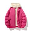 Winter New Fake Two Pieces Fashionable Loose Warm Cotton-padded Clothes Men and Women with The Same Hooded Jacket
