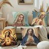 Retro V-Virgin Mary Pillow Case Plush Fabric Soft Pillowcase Double Sided Print Cushion Cover Household Gifts