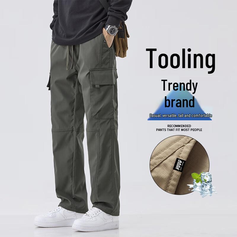 VUUG Men's Summer Loose Straight Cargo Pants