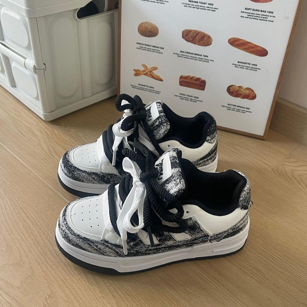 Ins Student Jeans Blau Retro Plateau Erhöhung Lässig Brot Schuhe Atmungsaktiv Sport Board Schuhe