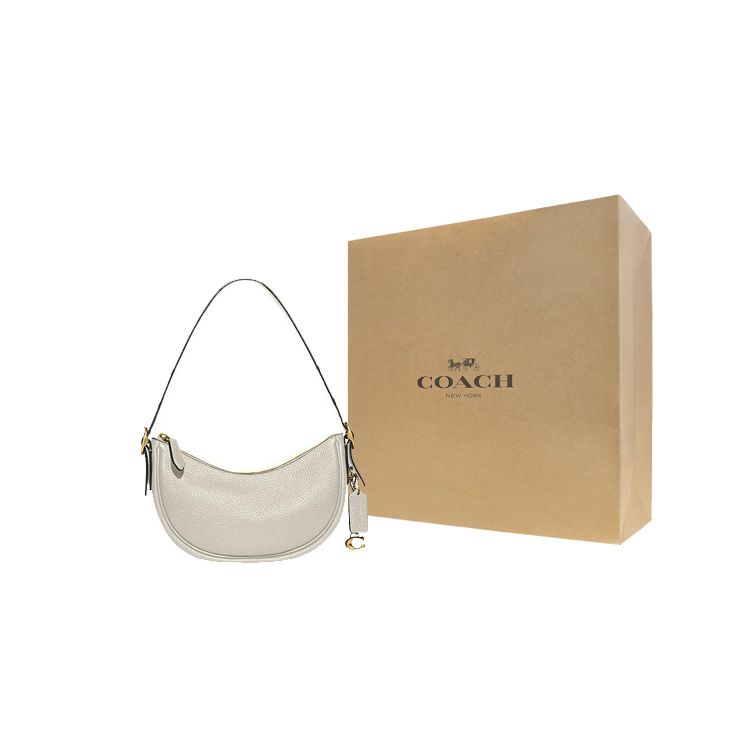 Coach Luna 27 Zipper Closure With Snap Pocket Leather Tote Shoulder Bag Women Bags Chalk-White CC439-B4HA