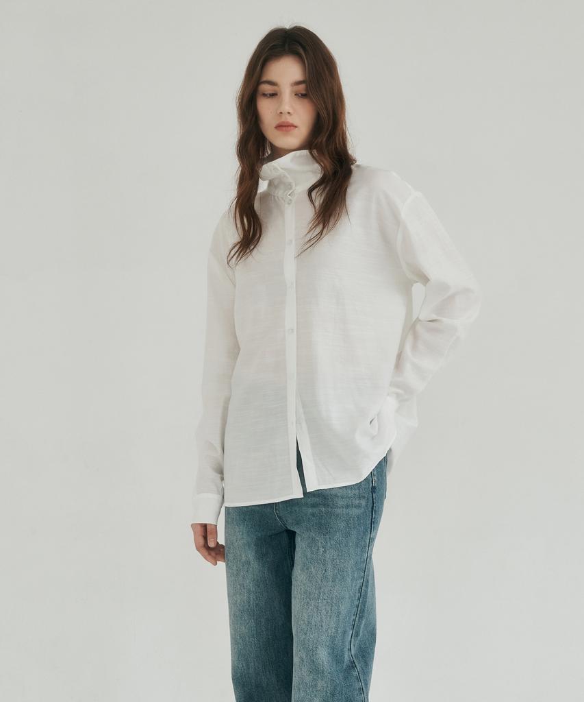 LOSSYROW High Neck Silhouette Shirt White