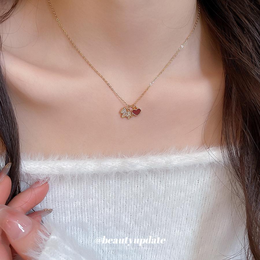 Zircon puppy love necklace casual simple commuting versatile collarbone chain light luxury neck chain