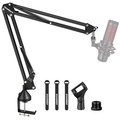 Aokeo Microphone Stand, Tabletop Foldable Microphone Arm, Telescopic Desk Arm, Adjustable Angle and Height, Audio Input, Karaoke, Live Broadcasting, R