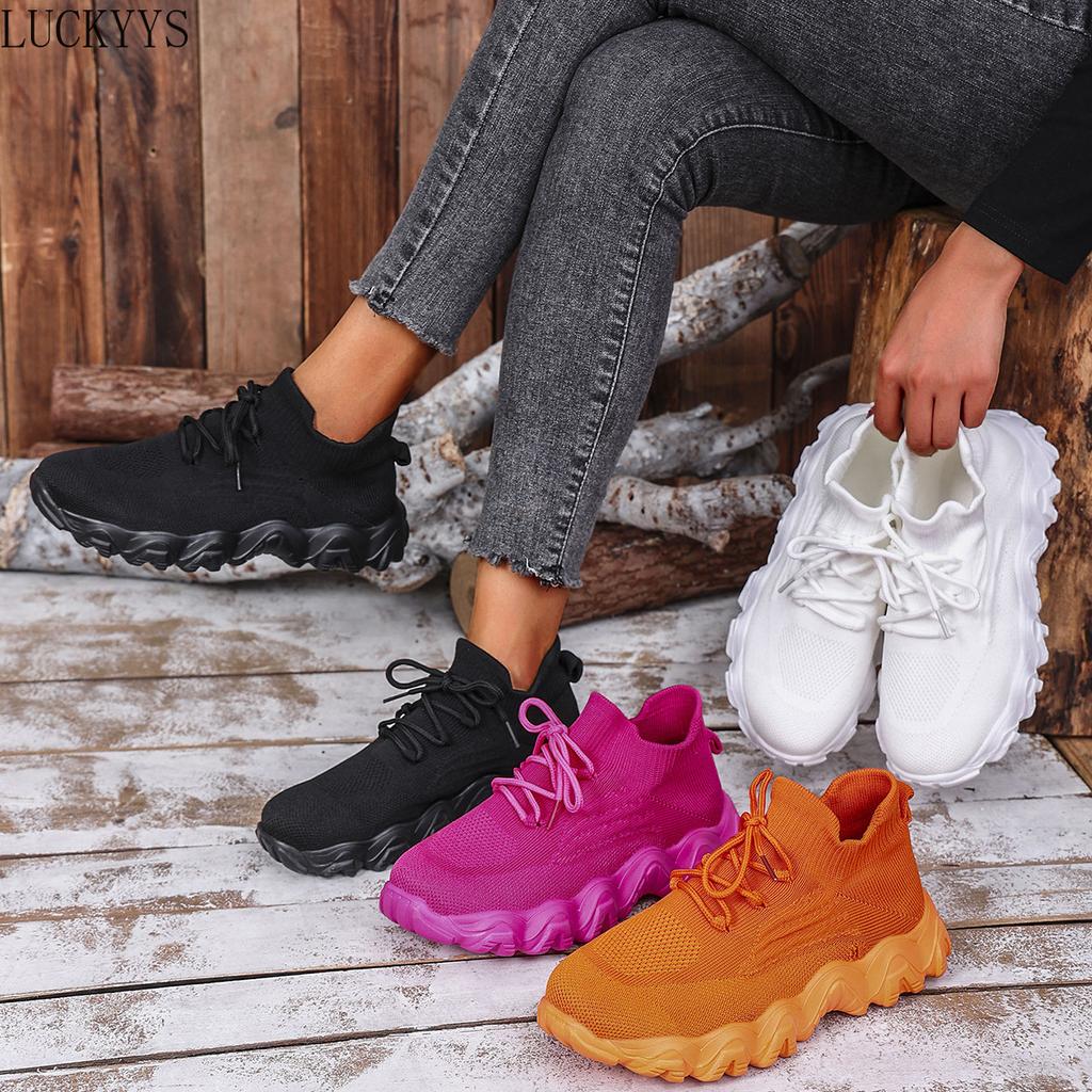 Fashion Mesh Breathable Women Casual Sneakers Lace-up Vulcanized Shoes Ladies Platform Sneakers Female Shoes Plus Size Zapatos De Mujer