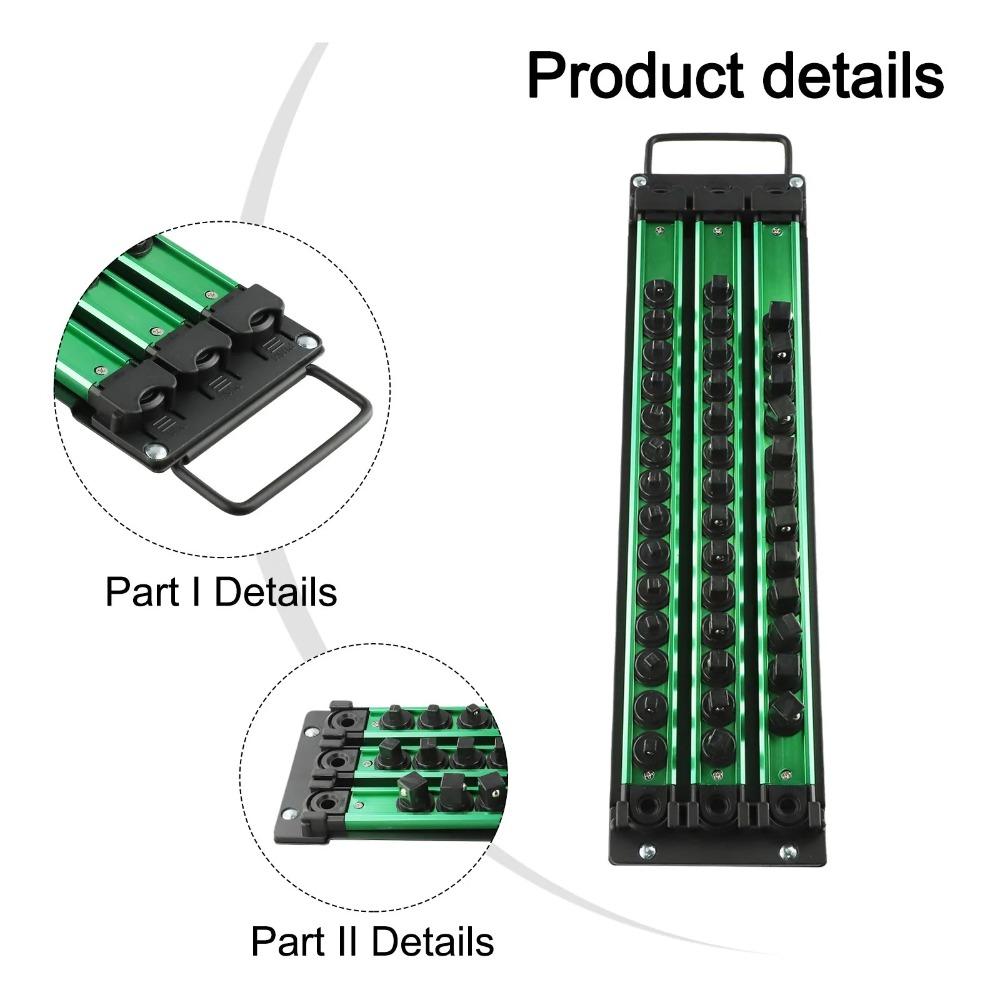 1/4 3/8 1/2 Inch Socket Clip Rail Holder Heavy Duty Socket Rack  Disassembly Repair Storage Tool
