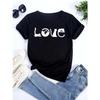 Cute Cat Print Women's T-shirt Casual Short-sleeved Blouse Summer Women's Cartoon Street Wear Y2k Clothing