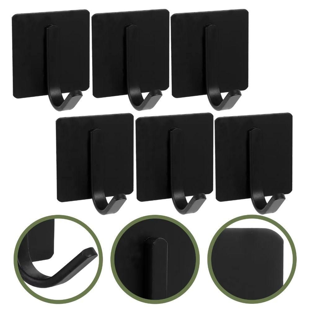 6pcs/set Waterproof Stainless Steel Hooks No Drill Wall Hook Clothes Hanger  Bathroom