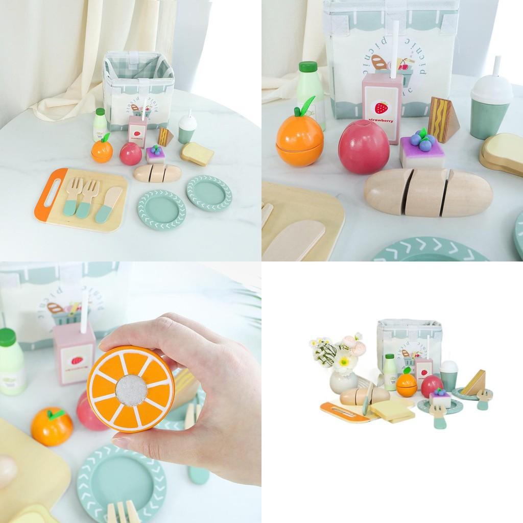 Wooden Fruits And Vegetables Cutting Toy Play Set For Toddler Education Early