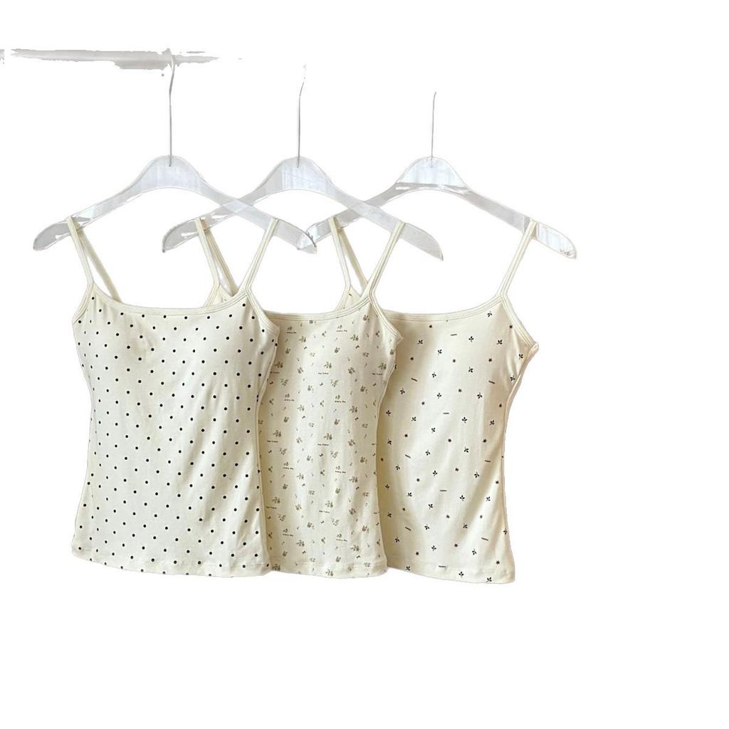 Gepolsterter Camisole im koreanischen Stil mit Tupfen – Vielseitig als Unter- oder Oberbekleidung