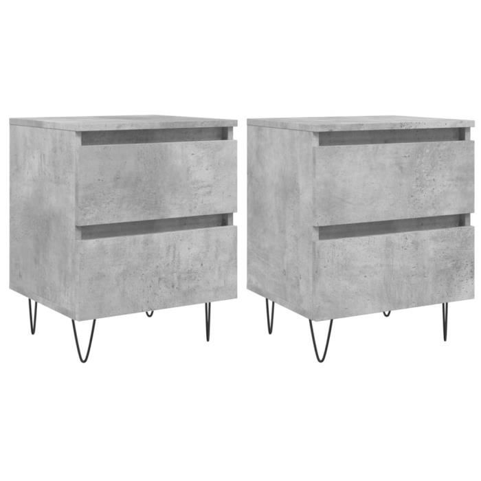 VidaXL Bedside Tables 2 Pcs Concrete Grey 40x35x50 Cm Engineered Wood 826885