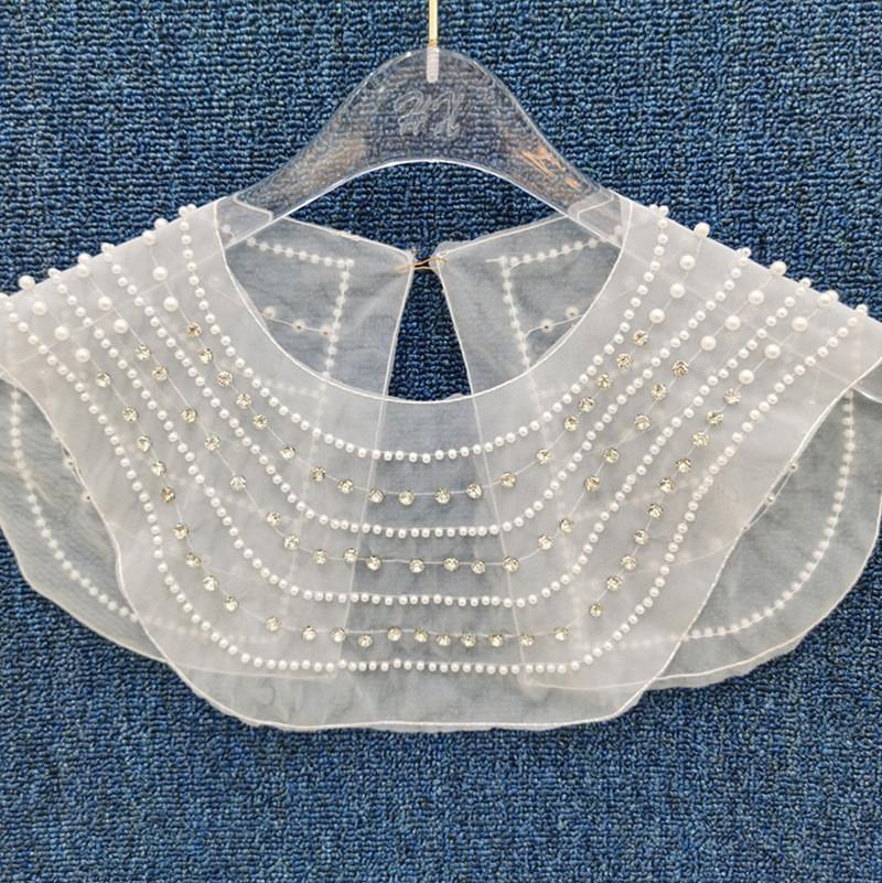 Girl Hollow Mesh Collar With Artificial Pearls And Rhinestone Decor Gift For
