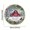 Vintage Red Barn Snowy Tin Metal Sign 8x8 Rustic Winter Farmhouse Wall Art Home Decor Kitchen Bar
