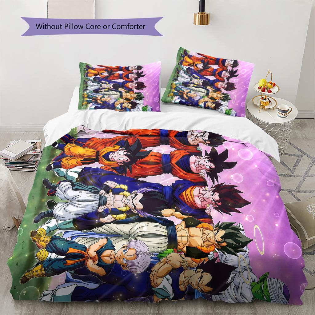 Biancheria da letto con motivo DRAGON BALL, Set piumone Copripiumone Federa Regalo di Compleanno per la Casa (1 * copripiumino + 2 * federa, senza nucleo)