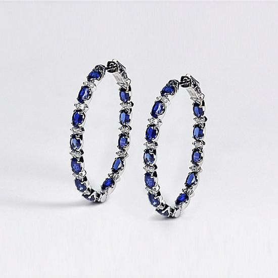 Cao Shi European & American Fashion Zircon Copper Hoop Earrings for Women