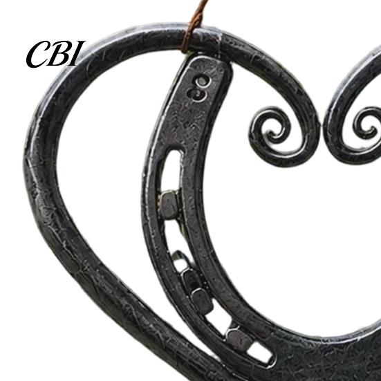 Atmospheric Outdoor Pendant Vintage Metal Heart Shape Wind Chimes Pendant, Retro Distressed Love Three Bells Sweet Tone Garden Chimes, Waterproof