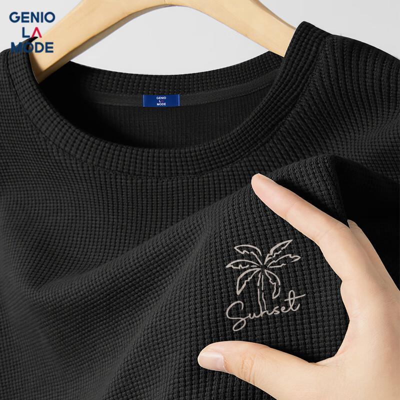 JDST online GENIOLAMODE Heren Wafelprint Korte Mouw T-shirt 3XL