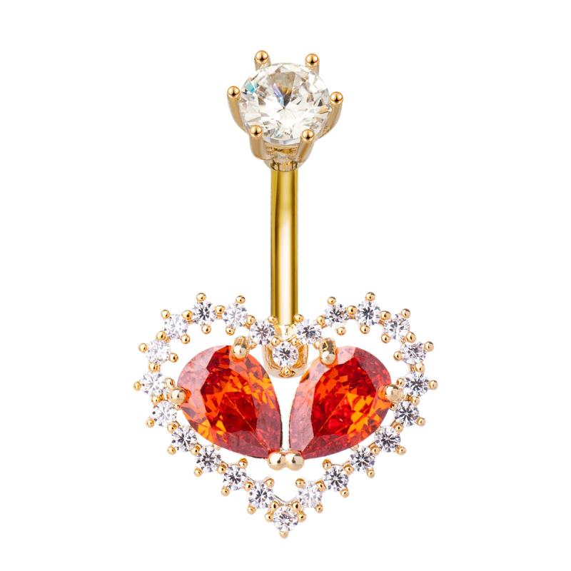 

Simple Heart Belly Button Rings Shiny Zircon Navel Piercing Barbell For Women Belly Ring Beach Body Jewelry Gifts