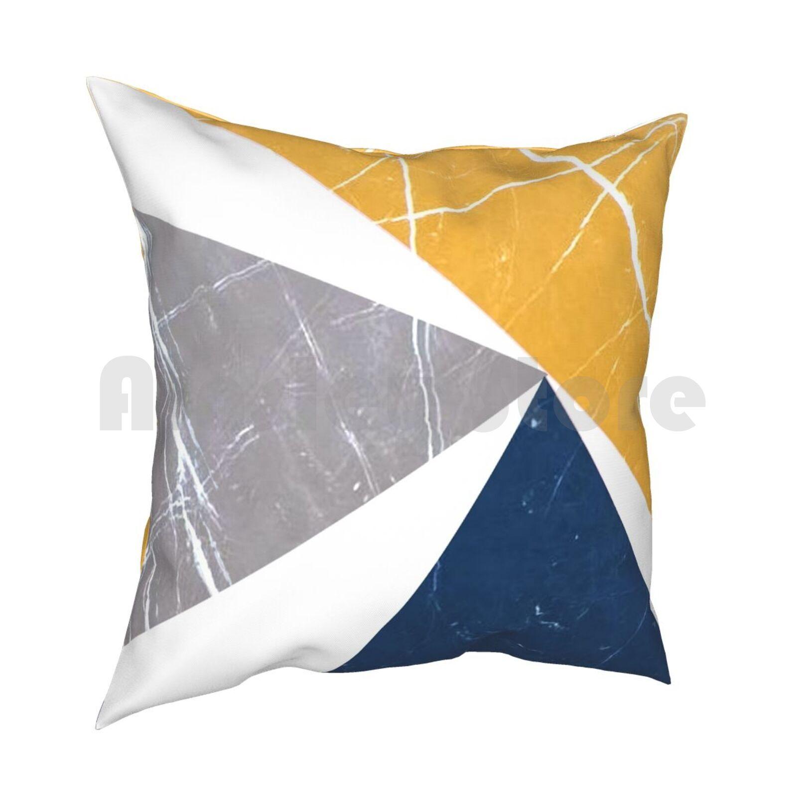 Abstract Pattern Blue Yellow Gray Pillow Case Printed Home Soft Throw Pillow Pattern Abstract Blue Yellow Grey Forms 30x30cm 12x12in