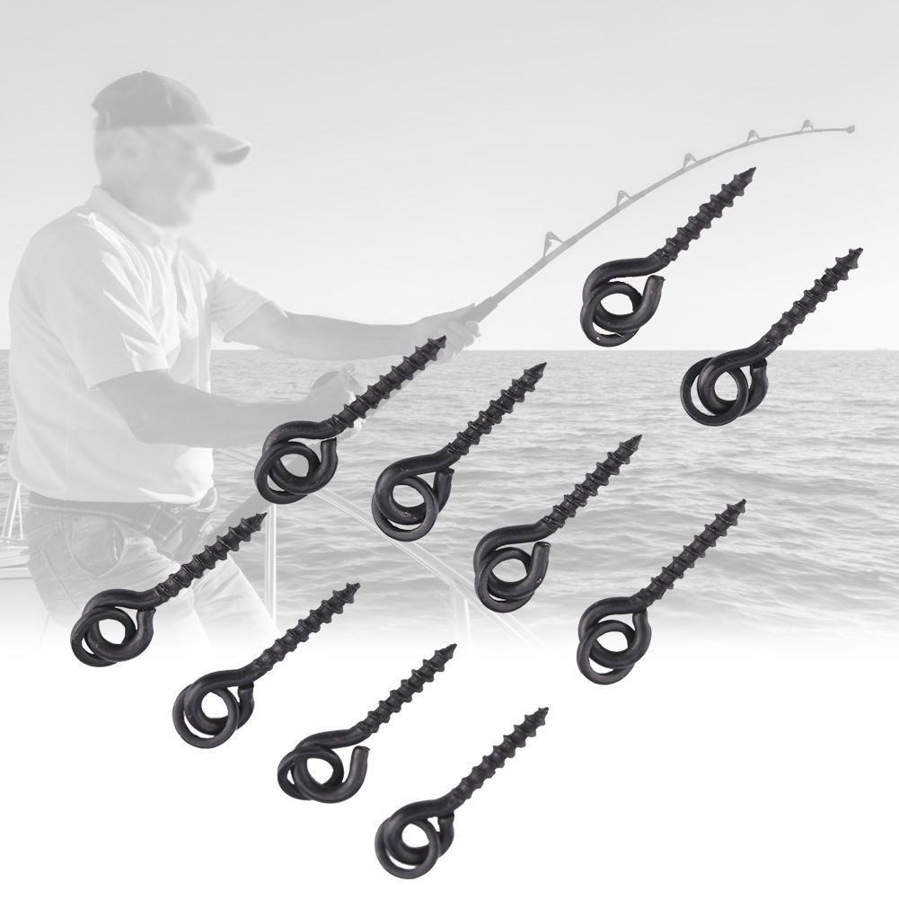 Steel Fishing Bait Screw with Link Buckle, Terminal Hardware Accessories for -Shaped Lures, Fishing Line Connection 10 Pieces