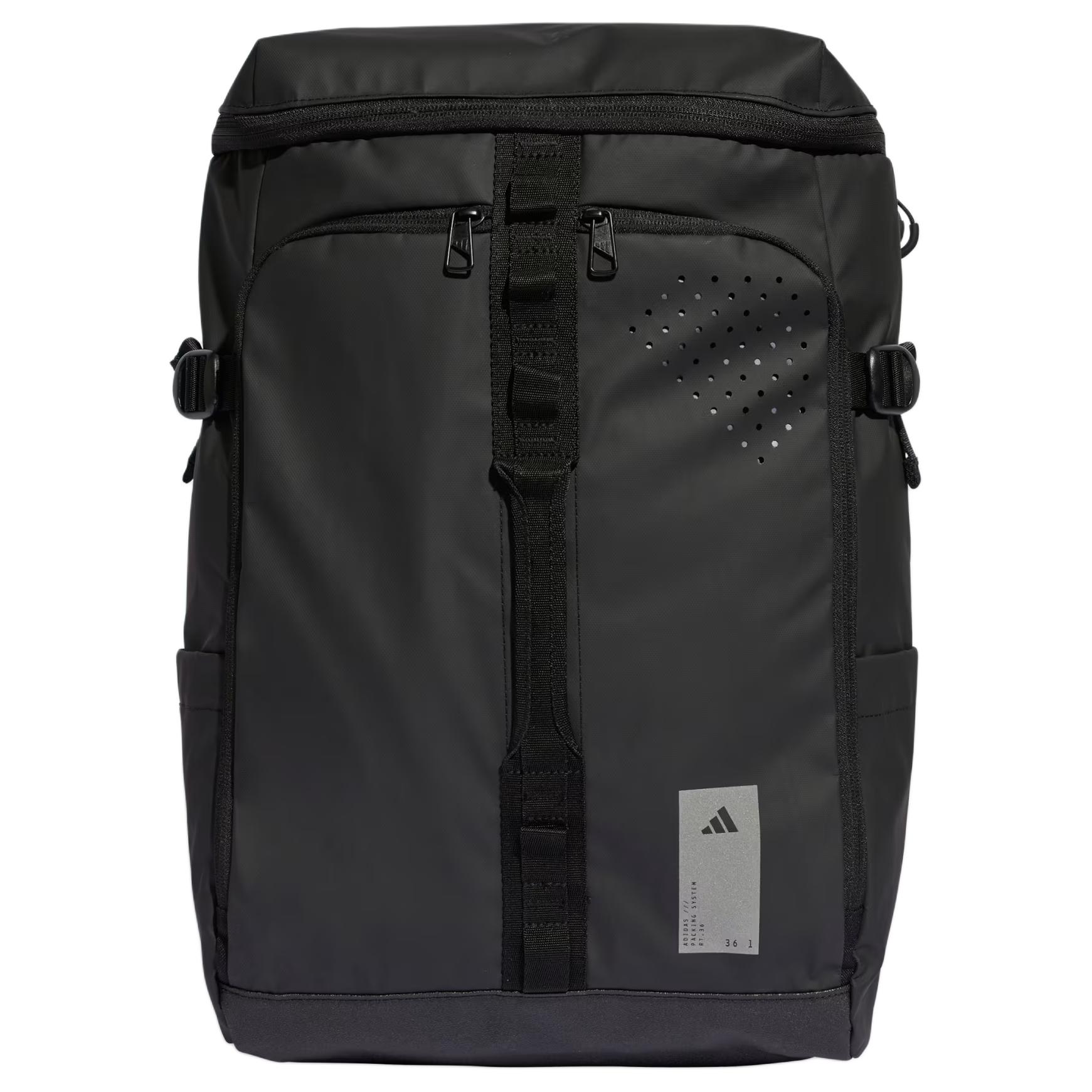 Adidas Hybrid 36L Lightweight Large Capacity Adjustable Shoulder Strap Backpack Unisex Backpack Black Reflective-Silver KE0357 Black & Reflective Silver