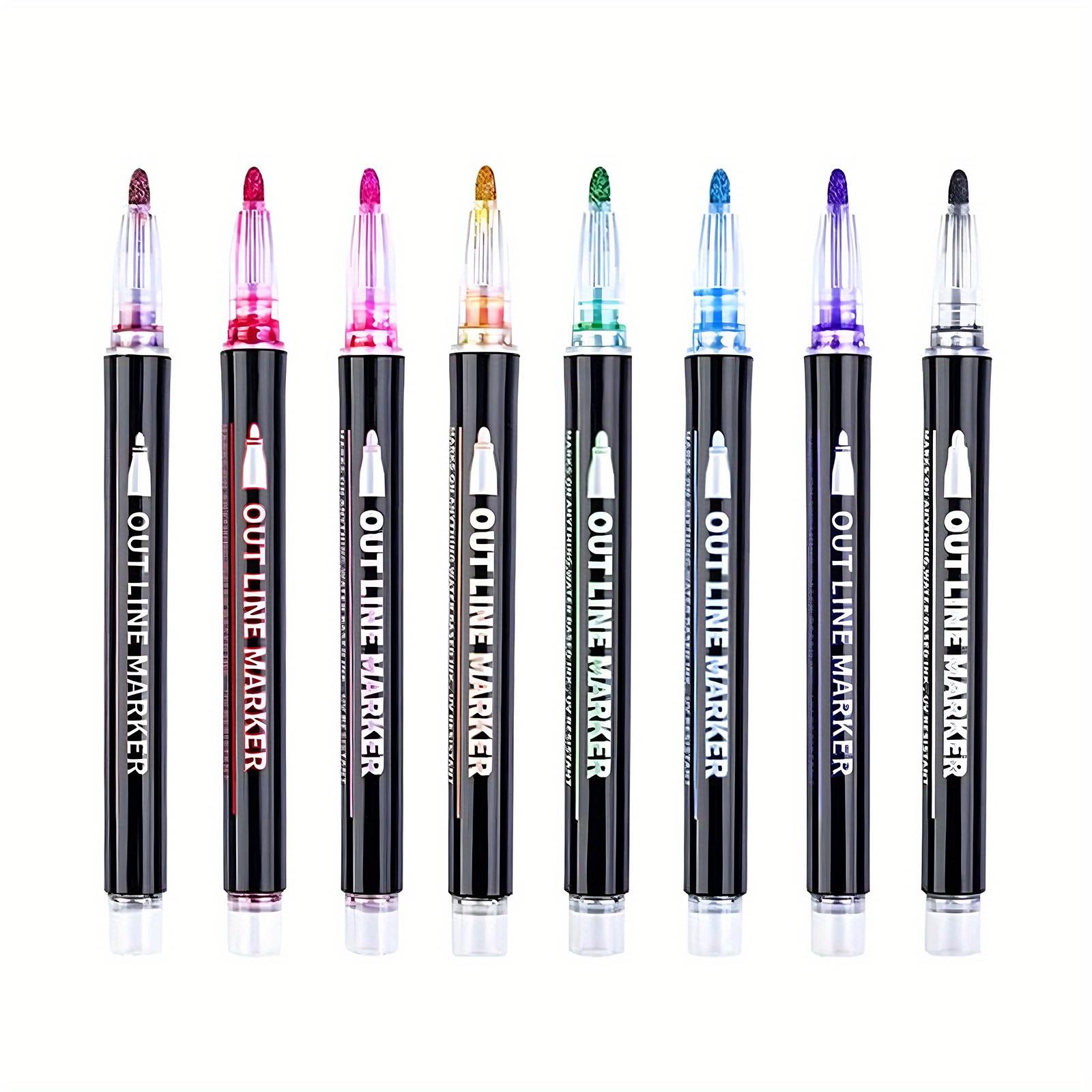 

24 Colors Festive Metallic Outline Markers - Bold, Vibrant for Crafts, Plastic & More - Dual-Line