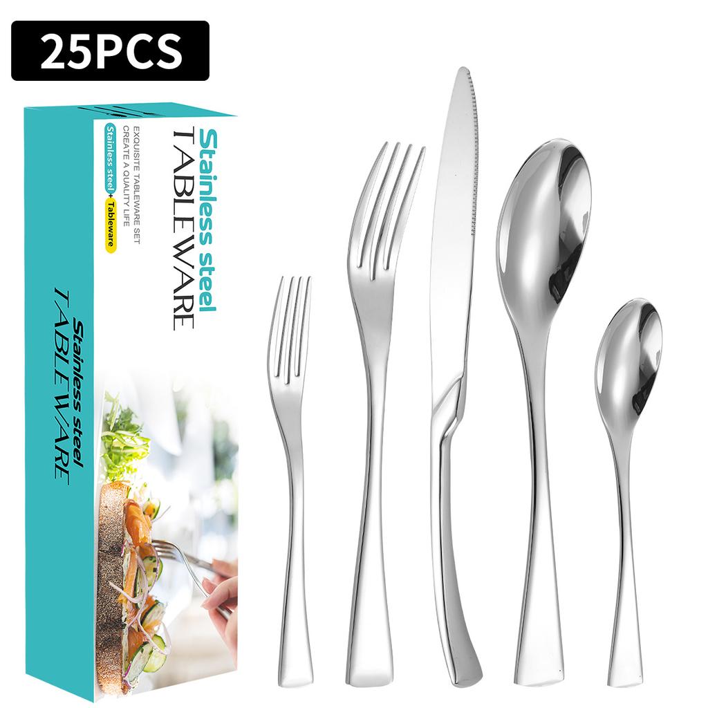 Stainless Steel Tableware Suit Ka Ya Steak Knife, Fork and Spoon Four-Piece Set 4-Person 6-Person Tableware