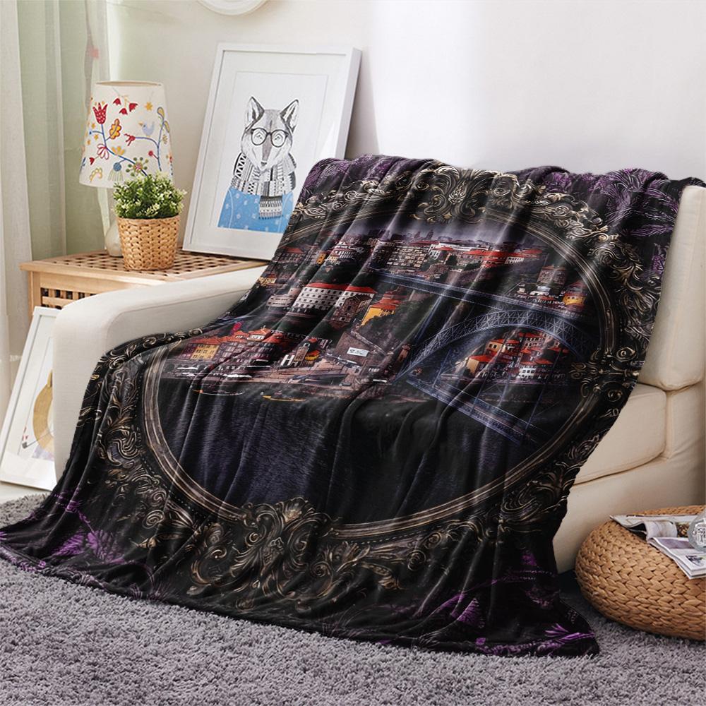 1Pc Alien Earth Print Flannel Blanket, High Quality Comfortable for All Seasons, Home Decor, Warmth and Comfort, Perfect for Christmas Gifts