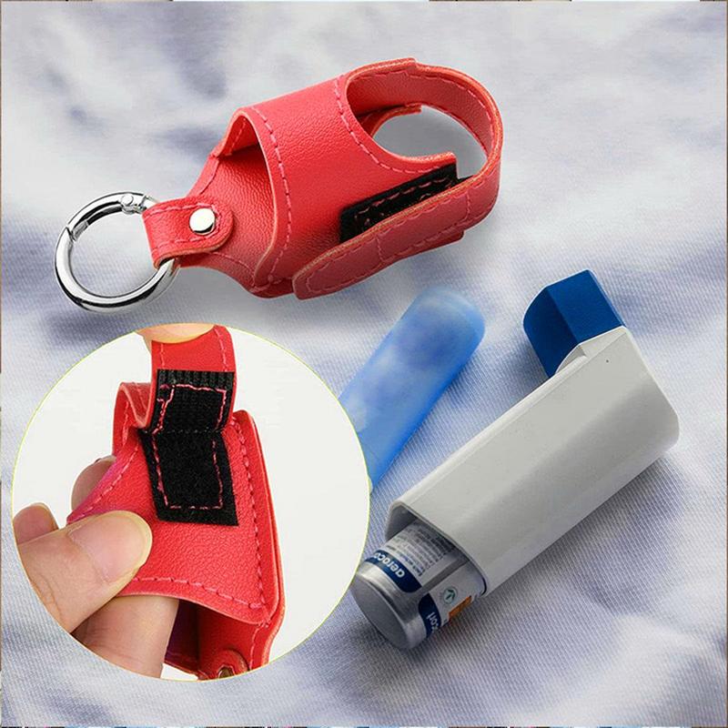Inhaler Case Holder PU Leather Storage Case With Metal Buckle For Inhaler For Travel Daily School Hiking Lightweight Protectin