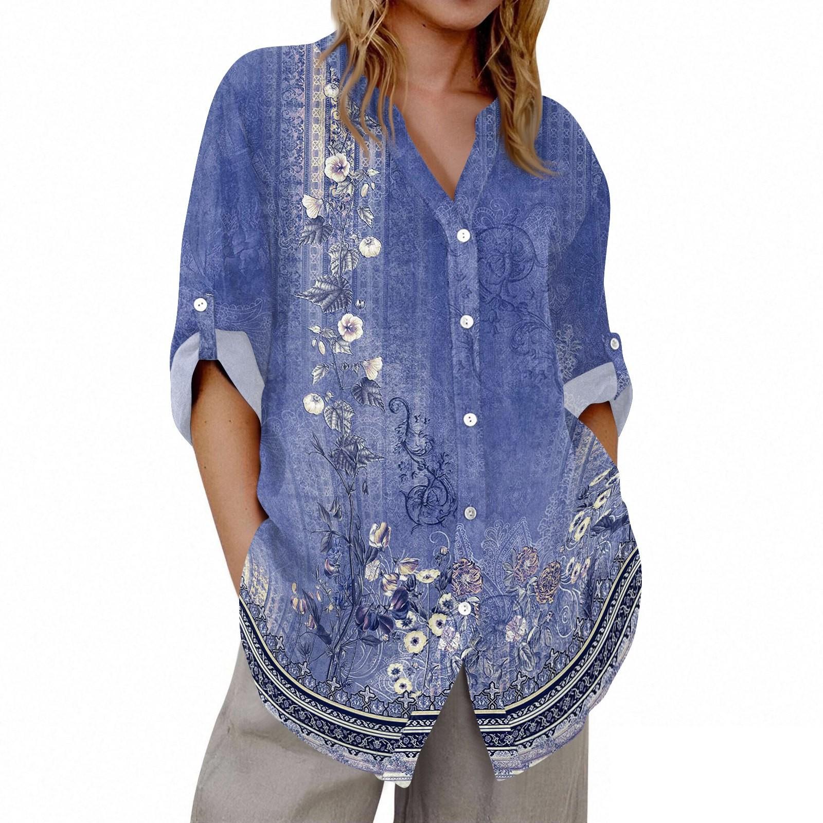 

Women s V-neck 3/4 Sleeve Printed Cardigan L фіолетовий