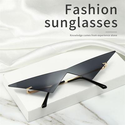 Fashion Oversized Rimless Ocean Lens Sun Glasses Sunglasses Women Triangle Sunglasses Eyewear