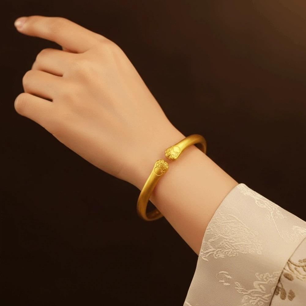 Baby Armlet Metal Opening Bangle Carved Pattern Frosted Golden Wrist Jewelry  Versatile