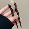 Korean Style Bead Hair Stick Acrylic Pan Hair Fork Elegant U-shaped Hairpin  Girls