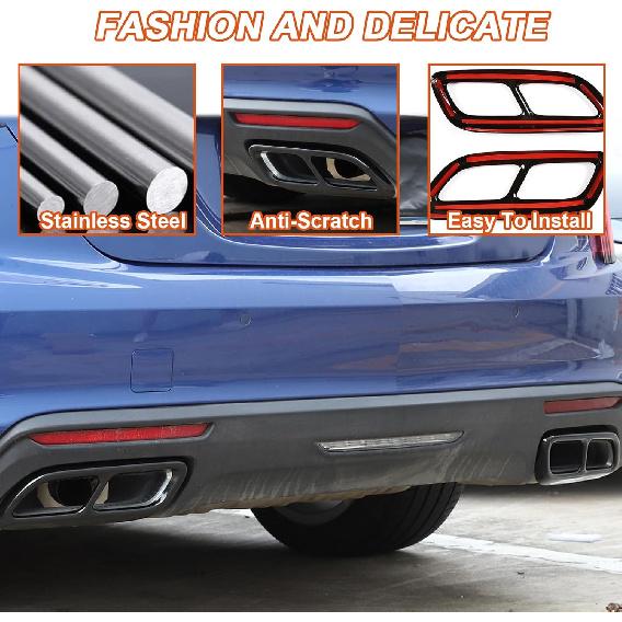 Car Exterior Exhaust Pipe Mufflers Cover Compatible with 2020-2023 Cadillac CT4/CT5, 2023-2024 Cadillac CT6,Stainless Steel Exhaust Pipe Decorate