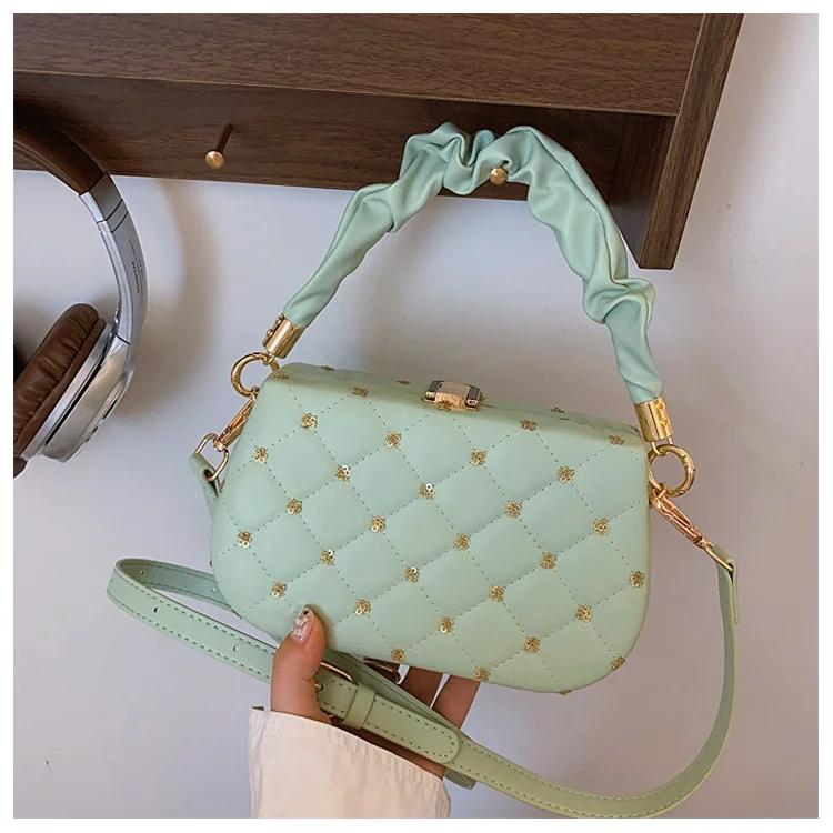 Beading Pu Shoulder Bags Women Chain on Sale  High Quality Hasp Small Square Bags Solid Fashion Crossbody Bags