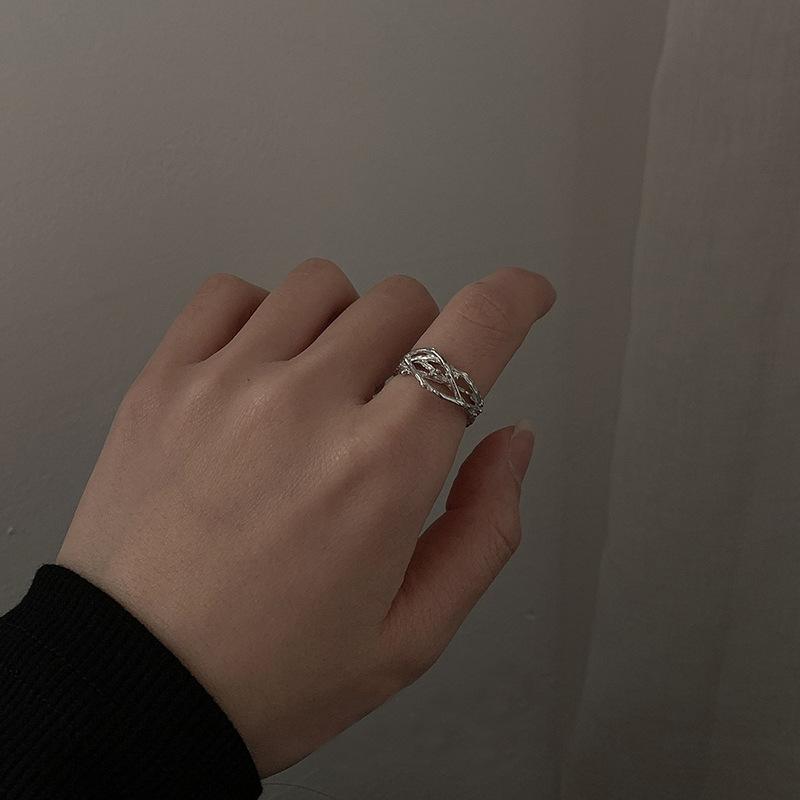 Branch Texture French Opening Personality Irregular Index Finger Ring Niche Design Cold Wind Ring Female