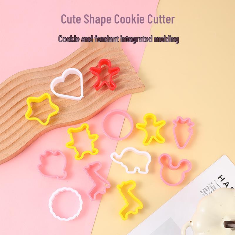 8-Piece Cartoon Christmas Cookie Cutter Set for Kids - Thickened Plastic Baking Molds