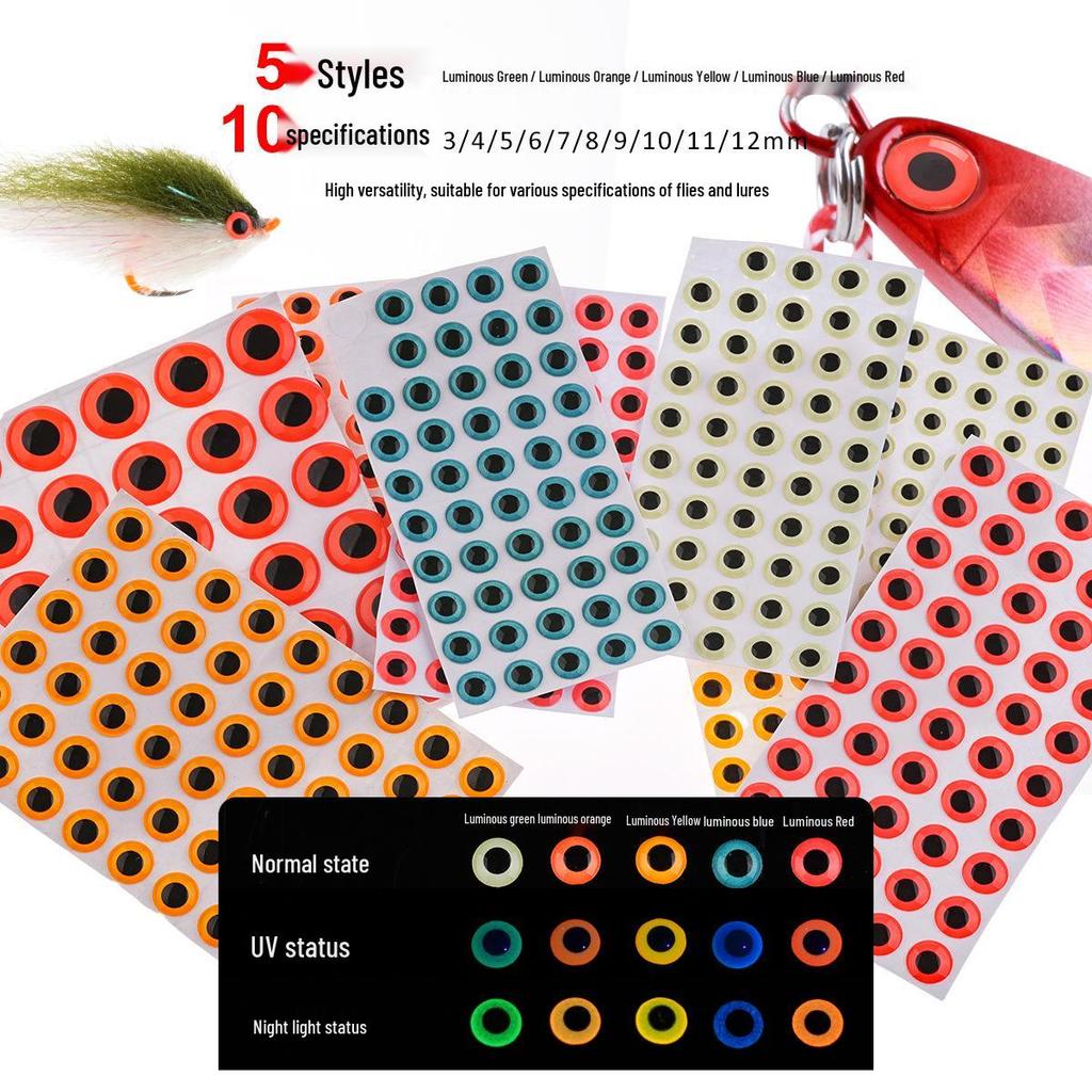 50-Pack 3D Luminous Bionic Fish Eyes for Fly Fishing and Fly Tying