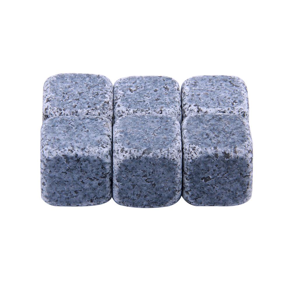 6PCS Natural Granite Whiskey Stones Sipping Ice Cube Whisky Stone Wine Rocks Cooler Wedding Gift Favor Christmas Bar Accessories