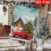 2D Flat - 2D Flat - 2D Flat Christmas Red Retro Pickup Christmas Tree Farm Barn Garden Flag 2-28X40 Inches Outdoor Garden Flag Double-Sided Home Decor