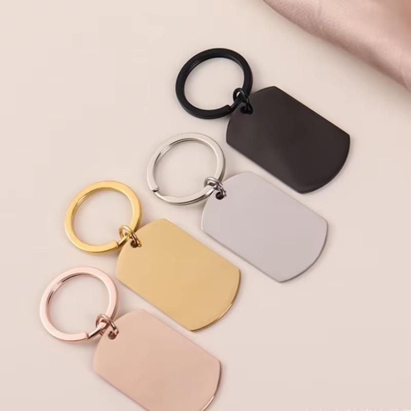 10Pcs/Lot Strip Blank Mirror Polished Stainless Steel Keychain For DIY Custom Women's Men's Keychain