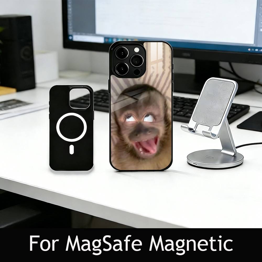 C-Cute F-Funny Monkey Phone Case For iPhone17,16,15,14,13,12,11 Plus,Pro Magnetic with Magsafe Wireless Charging