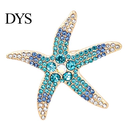 Sea Animal Brooch Vintage Rhinestone Starfish Brooch, Ocean Metal Lapel Pin, Pin Jewelry for Suit Dress Coat Scarf Bag Decoration